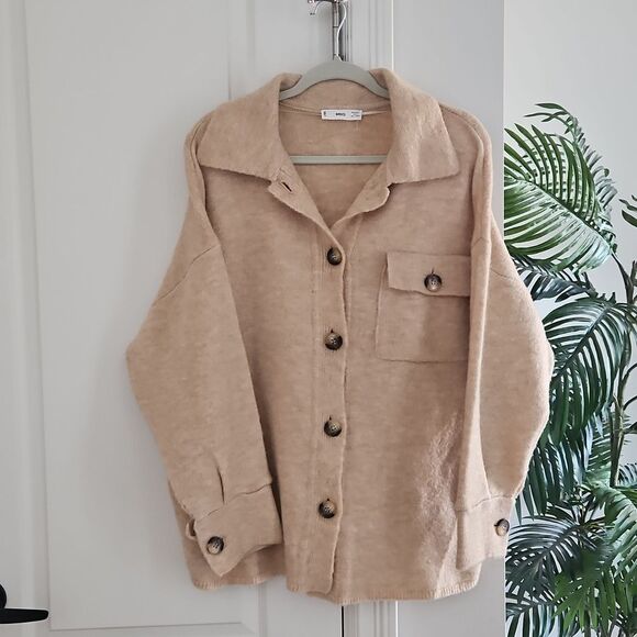 Mango Sweaters - Mango oversized super soft tan sweater/shacket
